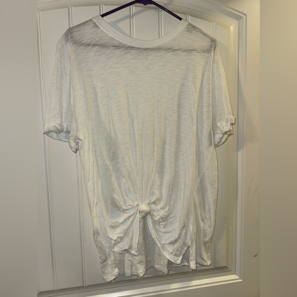White T-Shirt with tie in the front